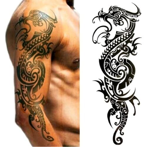 Chinese dragon Large Arm sleeve Tattoo Waterproof temporary tattoo Sticker Men Full Flower Tatoo Body Art tattoo girl