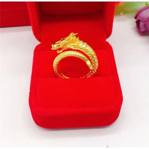 Gold Color Ring for Men Women Couples Delicate Dragon Phoenix Man Womans Wedding Engagement Anniversary Birhtday Gifts