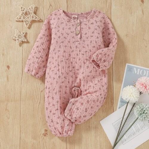Ma&Baby 0-18M Newborn Infant Baby Girls Floral Jumpsuit Soft Long Sleeve Romper Toddler Girls Autumn Spring Outfits DD40