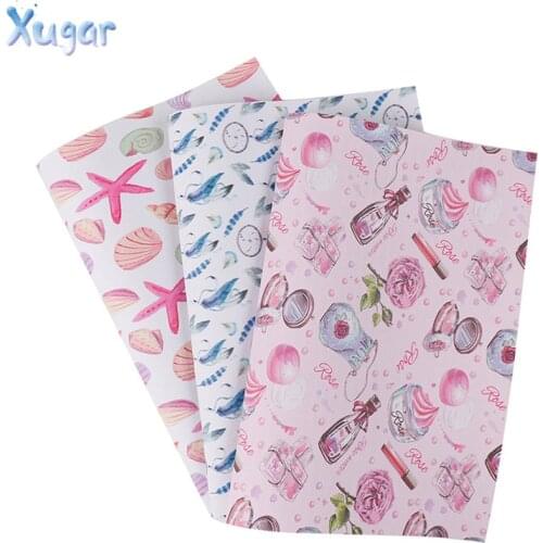 22cm*30cm Leather Fabric Sheet Cute Unicorn Starfish Printed Pu Synthetic Fabric DIY Bag Hairbows DIY Handmade Crafts Materials