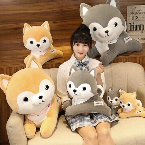 25-60cm Lovelu Lying Shiba Inu Husky Dog Plush Toy Stuffed Soft Animal Chai Pillow Cushion Gift for Kids Cute Valentine Present