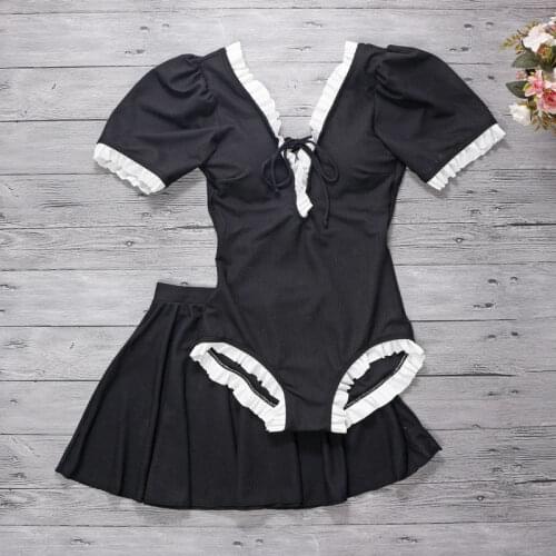 2021 New Women Short Sleeve One Piece Swimwear Monokini with Skirt Sexy Bandage Swimming Beach Wear Swimsuit Female Bathing Suit