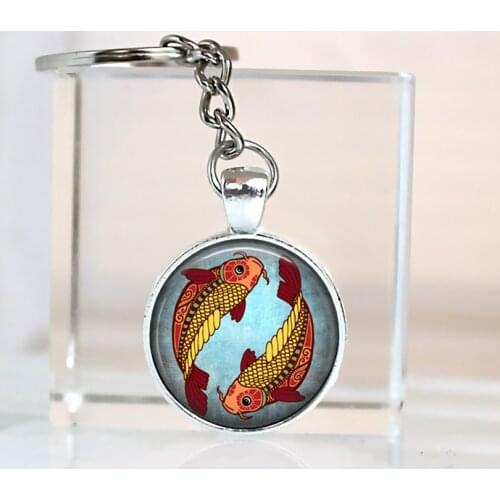 New Star Zodiac Sign 12 Constellation Car Keychain & Women Men Pendants key chain for femme Lovers Gift Car Keyring Pisces