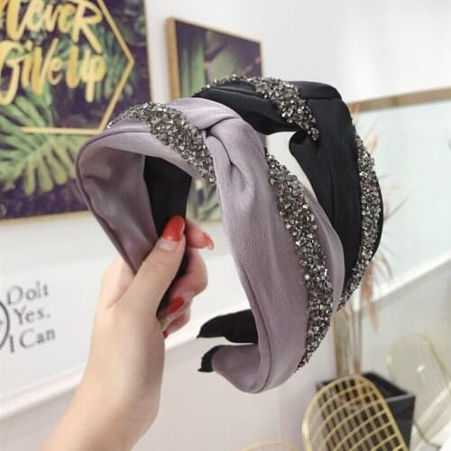 Silk Crystal Shiny Knot Headbands For Women Patchwork Headband Hair Accessories Hair Band Crown Flower Hairbands Head Wrap