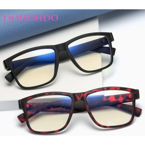DOHOHDO New Anti Blue Light Glasses Men Classic Retro Square Spectacles Frame Women Fashion Computer Gaming Eyeglasses UV400