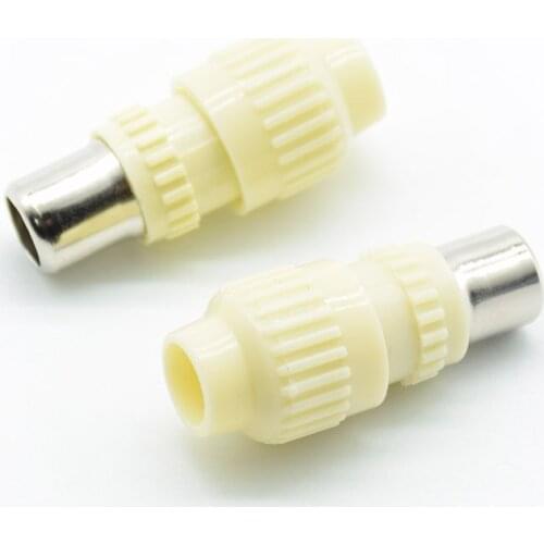 10pcs Cable TV plug without welding type RF head RF cable connector TV head closed circuit head bamboo male head yellow