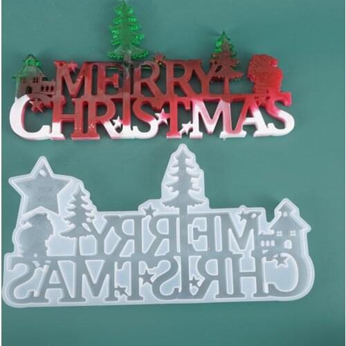 Merry Christmas English DIY Casting Mirror Silicone Mold Ornament Making Tool Casting Tools new