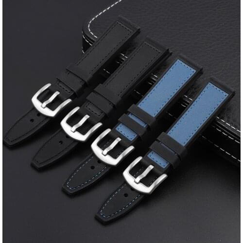 Onthelevel Silicone Watch Strap 20mm 22mm Leather Top Watch Band Black Blue Sport Waterproof Watchband For Each Brand Watches #C