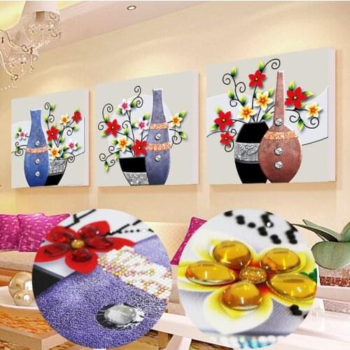 3D special diamond painting cross stitch kits 5D round cube diamond embroidery mosaic home decoration Christmas vase flowers new