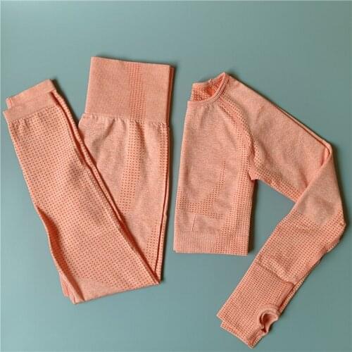 11 Colors Tracksuit Women Sport Suit Yoga Set Gym Workout Clothes Long Sleeve Fitness Crop Top+High Waist Sexy Seamless Leggings