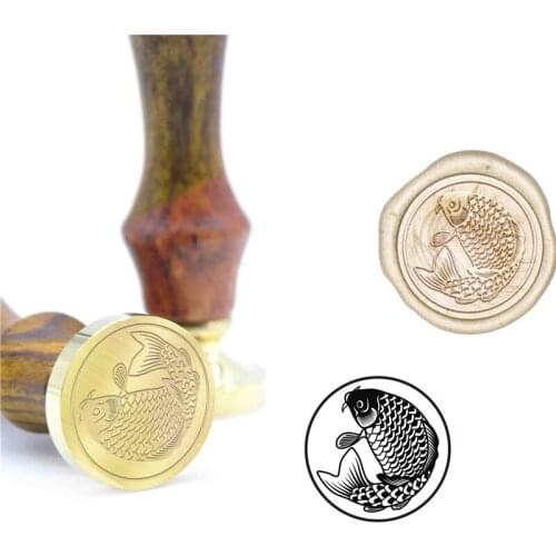 Wax Seal Fish Wax Seal Stamp Wedding Stamp Kit Invitation Seals B62 Custom Stamp Initial Stamp Wood Handle DIY Metal