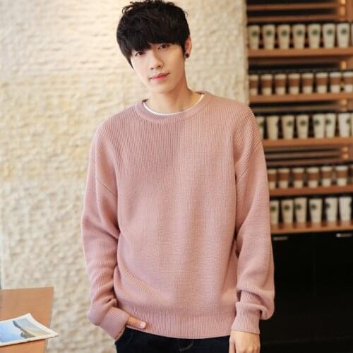 Casual mens Sweater oversize Autumn Winter round neck Long sleeve pullover male Solid color loose warm Knitted sweaters Top