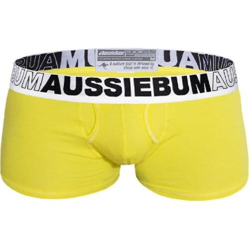 AUSSIEBUM underwear mens boxer cotton comfortable elastic boxer briefs double inner pocket shorts breathable u convex design