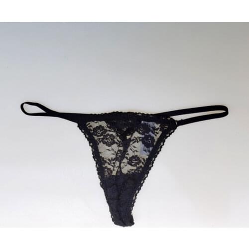 2pcs Black Summer Flower Lace Transparent Thong Panties Women Underwear Female Sexy G String Low Rise T-Back Lingerie BR037