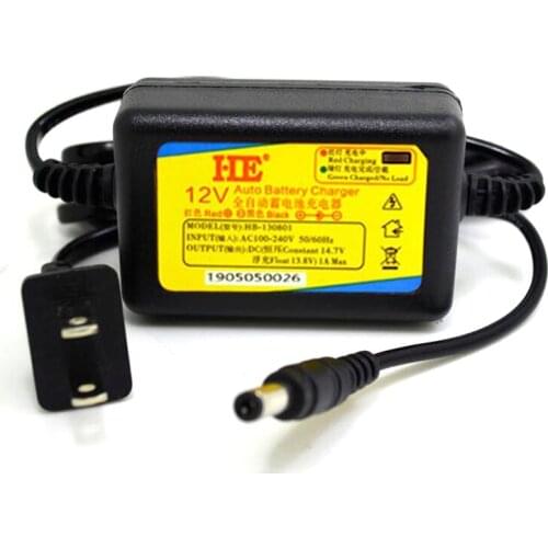 Battery Charger Power Adapter DC 13.8V 1A Output 5.5x2.1mm Lead Acid AGM Gel Charger Accumulators Charging EU/US Plug