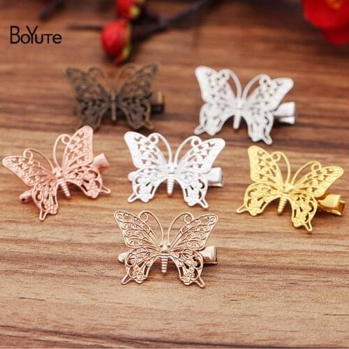 BoYuTe (20 Pieces/Lot) 36*26MM Filigree Butterfly Hair Clips Factory Supply Vintage Hair Accessories Diy Handmade Materials