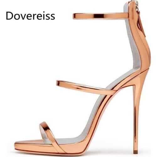 Dovereiss Fashion Womens Shoes Summer Elegant Pure color White gold Gladiator Customize Clear heels Back zipper Sandals 34-45