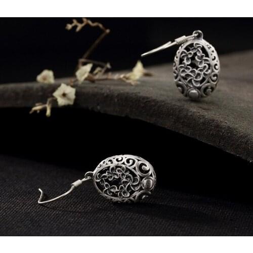 2018 Top Fashion New Anniversary Brinco S925 Sterling Vintage Hollowed Cherry Blossoms High Grade Ladies' Earrings Wholesale