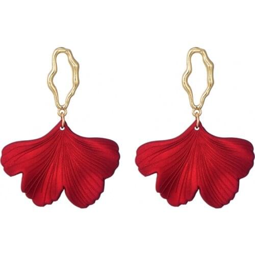Trendy Korean Dangle Earrings for Women Vintage Statement Jewelry Geometric Flower Earring Ginkgo Bohemian Acrylic Drop Earings