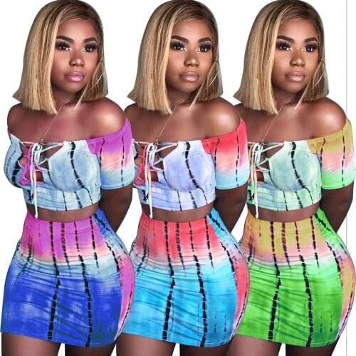 Women Clothing Sets with Skirt CHEAPEST Floral Print Two Piece Skirt Set 5 Colors F2969 Slash Neck