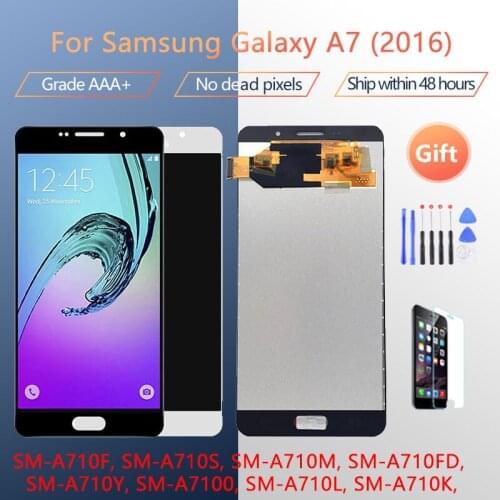 Super OLED LCD Display For SAMSUNG GALAXY A7 2016 A710 SM-A710F A710M Touch Screen Digitizer Assembly Replacement 5.5" LCD A710