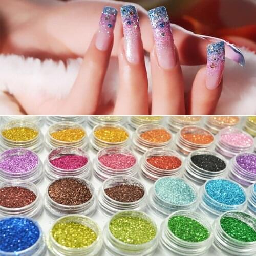 0.2mm)Nail Art crystal shining Neon Glitter Powder Dust Decoration kit For Acrylic Tips UV Gel DIY Nail art accessory