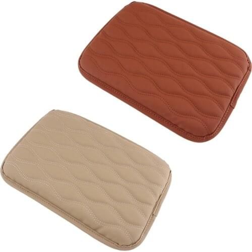 2 Pieces PU Leather Auto Armrest Mat Auto Center Console Cushion
