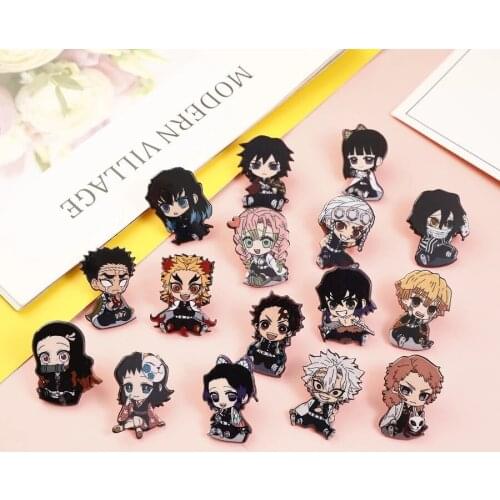 20pcs Anime Demon Slayer Badge Brooch Pin Acrylic Kimetsu No Yaiba Kamado Tanjirou Cosplay Brooch Button Pins Costume Props