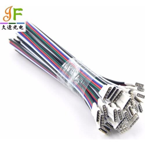 200pcs 5 Pin 12mm RGBW Connector 5pin PCB Connector wire Cable Female jack couple for 5050 RGBW RGBWW led strip lights New