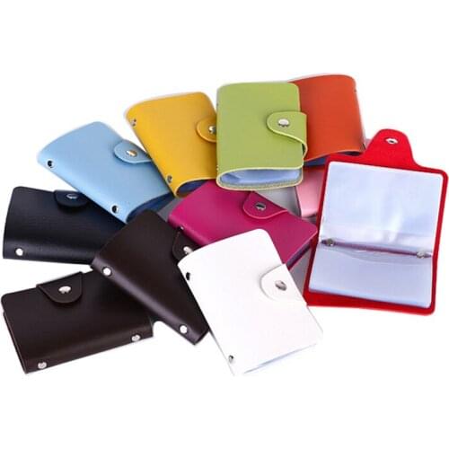 24 Bits Credit Card Holder Cover Fashion Unisex PU Leather Business Passport Drivers License Slots Hasp Purse Organizer Wallet