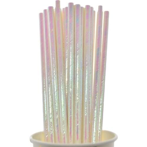 25pcs Foil Paper Straws White Wedding Favors Drinking Straws Birthday Party Decoration Kids Party Supplies for baby shower