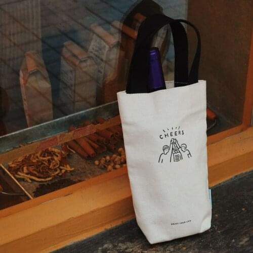 5PCS Spot milk tea set canvas bag, portable environmental bag, shopping bag, advertising bag, glass of red wine, customized