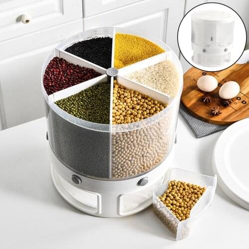 Household Kitchen Rotated Grain Food Storage Case Container Bin Tank Organizer for Nuts Rice Beans Cereal Sugar Cotton Candy