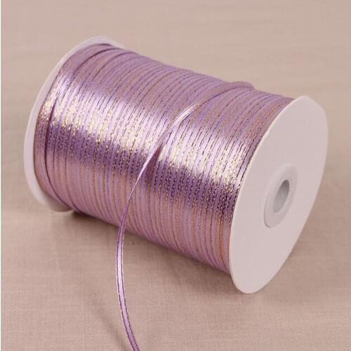 REDJCK 10/20/50/100 Yards 3 mm Width Double Golden Side Satin Ribbon Polyester Sewing Webbing Ribbons For Gifts Box Packing