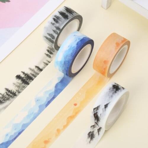 1 Roll Mountain Design Masking Washi Tape 15mmx7M Paper Sticky Adhesive Sticker Decorative DIY Scrapbooking Label Stationery C26