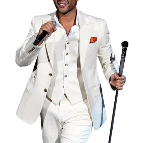 Men Suits Lapel Casual 3 Pieces Business Groomsmen Tuxedos Grey Green champagne for Formal Wedding(Blazer+Pants+Vest)