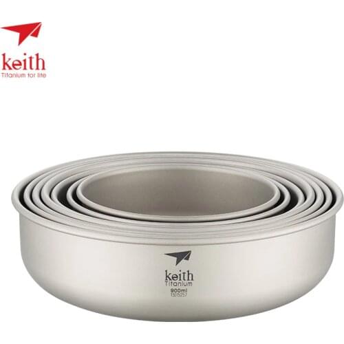 Keith Kit Titanium Bowl one Set 7 Pieces Outdoor Camping Travel Portable Tableware Titanium Container 300ml-900ml Ti5375