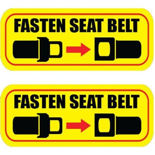 3" x 1" inch 2x Fasten Seat Belt sticker warning caution vehicle car bus caution safety strap