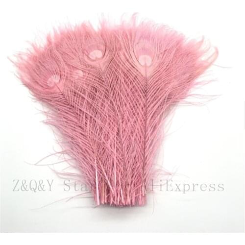 Natural 25--30CM (10-12 Inch) Peacock Feather Dyeing Time Pink 50-100 DIY Craft Ornaments Performance Mask Accessories Feather