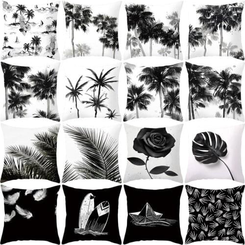 Ink Painting Cushion Cover 45x45 White Black Pillowcase Polyester Throw Pillow Home Sofa Decor Pillow Cover Decorative