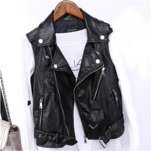 2021 New Pu Leather Waistcoat Women Motorcycle vest coat Sleeveless Plus Size 4XL
