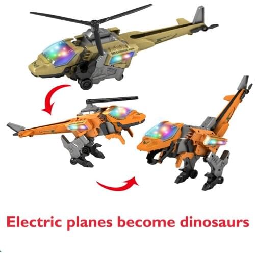 LazyChild New Electric Aircraft Dinosaur Toys Deformation With Music Light Deformation Dinosaur Toys For Children Nice Gift 2021