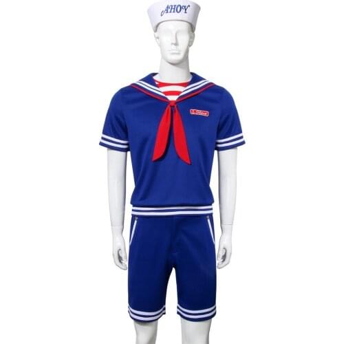 Stranger Things Season 3 Cosplay Costume Robin Steve Harrington Scoops Ahoy Sailor ice Cream Shop Robin Navy Uniform Outfits Set