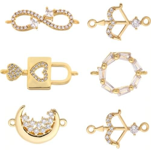 Lock and Key Jewelry Charms for Necklace Making Cute Infinite Love Star Designer Pendant Charms Gold Copepr Pave Cubic Zircon