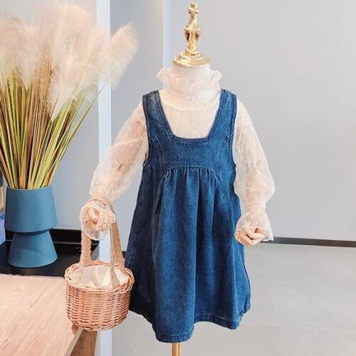 Shirts +Jeans Dress Girl 2021 Autumn Clothing Set For Children Clothes Suits Kids Pretty Outfit Sets Costume ملابس اطفال