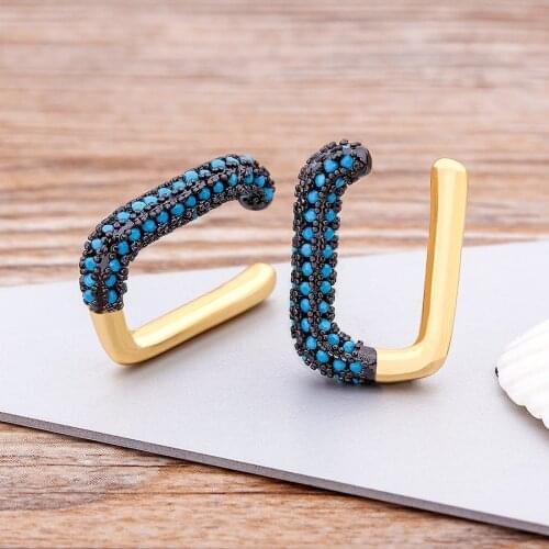 New Arrival Charm Cute Crystal U Shaped Ear Cuffs AAA Cubic Zirconia Ear Clips Earrings for Women Fine Wedding Party Jewelry