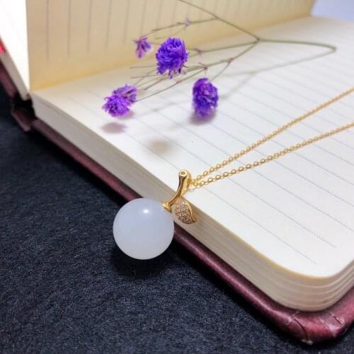SHILOVEM 18k yellow gold natural White Jasper pendants none necklace classic wholesale Fine women new gift 10mm yzz10105582hby