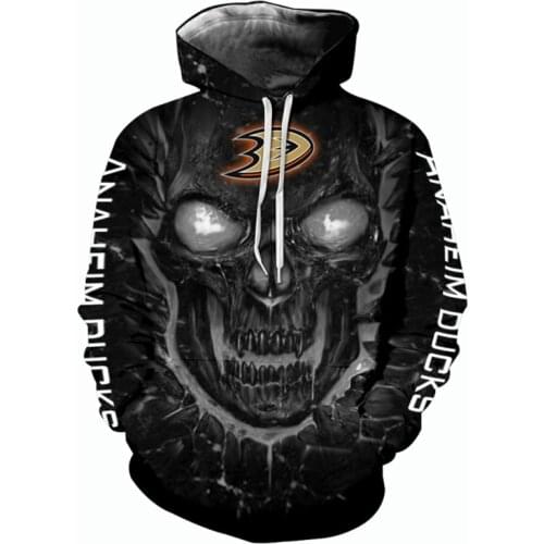 Anaheim Mens Fashion 3D Hoodie Black Lava Skull Khaki Darts Print Ducks Cool outdoor sweatshirt