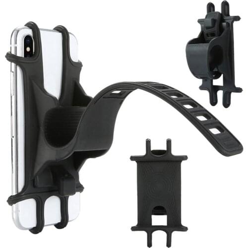 Universal Bike Bicycle Motorcycle Mobile Phone Silicone Holder Buckle Pull Nonslip Cellphone GPS Handlebar Bracket Stand