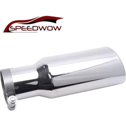 SPEEDWOW 3" Inlet 4" Outlet Silver Stainless Steel Rolled End Angle Cut Exhaust Tailpipe Rear Exhaust Muffler Car Accessories